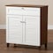 Baxton Studio Coolidge White and Walnut Wood 4-Shelf Shoe Cabinet with Drawer 163-10393 - alternate 3